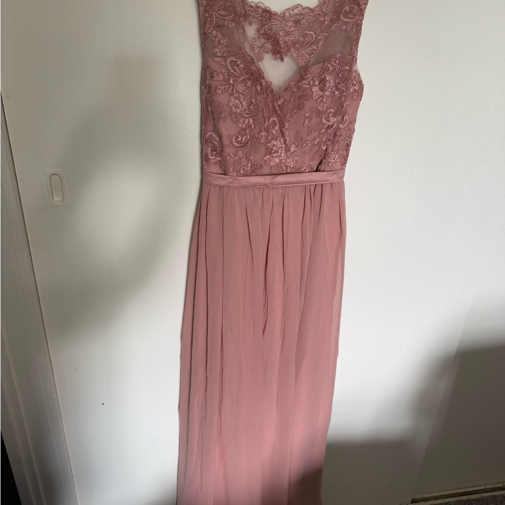 Azazie Dusty Rose Lace Maxi Dress